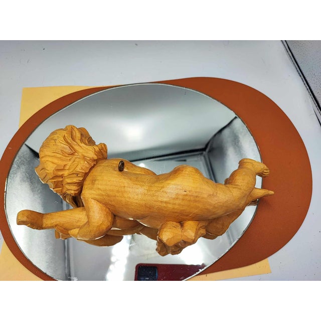 Art deco wooden cup, putto, zither playing, dimensions: height 28 cm, width 13 cm, depth 9 cm.