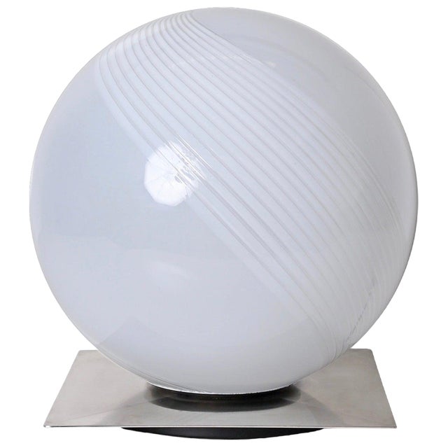 Mid-Century Murano Table Lamp with Steel Base attributed to Lamperti, Italy, 1970s For Sale