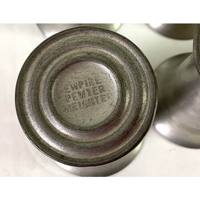 1940s Empire Pewter Co., Amsterdam,, New York Weighted, Pewter Cordials - Set of 6 For Sale - Image 4 of 4