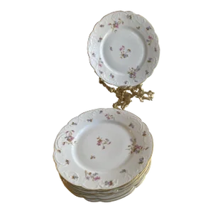 Vintage J.Mc. D&s . Limoges France Foral Plates- Set of 7