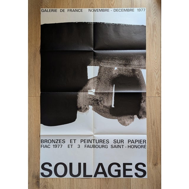 Black Pierre Soulages, Bronzes et peintures sur papier, Large Original Poster Lithograph, 1977 For Sale - Image 8 of 8