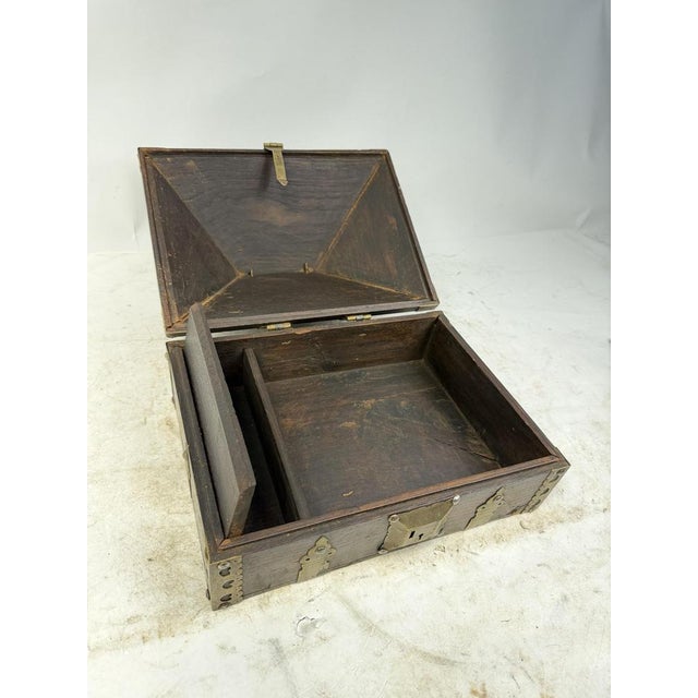 Antique Indian Jewelry Box in Wood and Brass, 1800s For Sale - Image 13 of 16