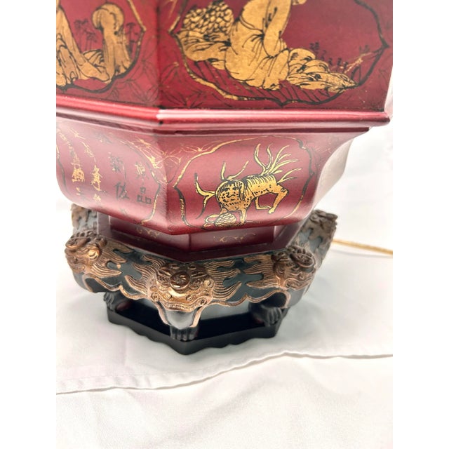 Wood John Richard Chinoiserie Pagoda Wedding Basket Lamp - Asian Inspired Table Lamp For Sale - Image 7 of 11