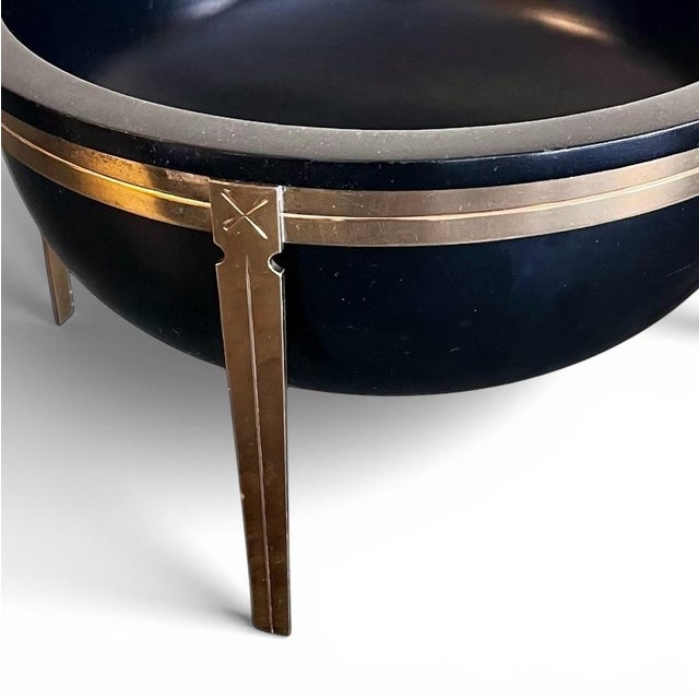 Black Late 20th Century Ebonized Wood and Brass Neoclassical Style Bowl For Sale - Image 8 of 9