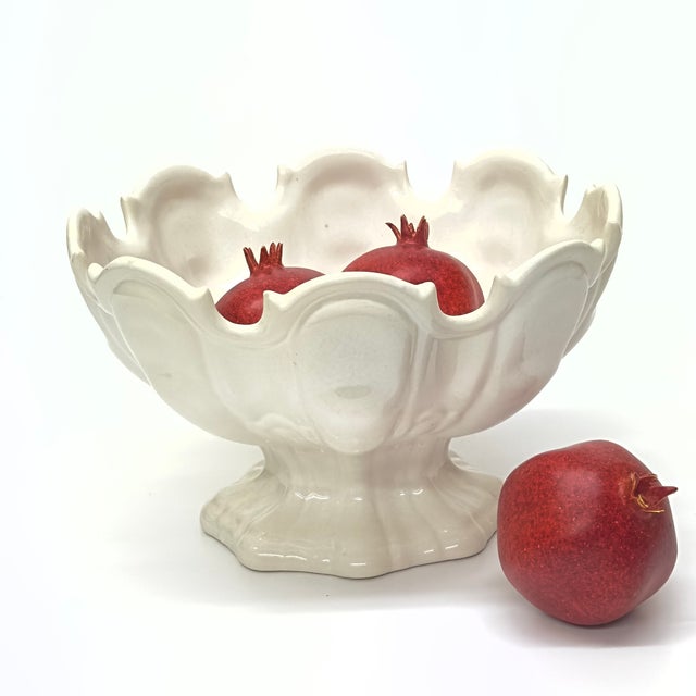 White ceramic bowl. This vintage Secla Portugal white ironstone Monteith-style serving bowl features a classic scalloped...