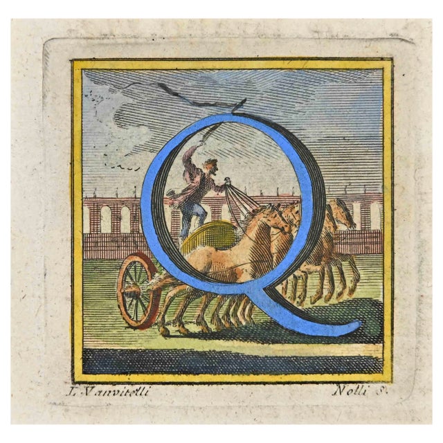 Luigi Vanvitelli, Letter of the Alphabet: Q, Etching, 18th Century For Sale