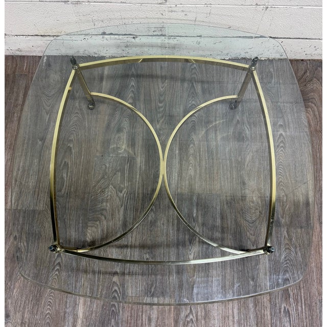 Vintage Hollywood Regency Brass Coffee Table With Beveled Glass Top For Sale - Image 10 of 13