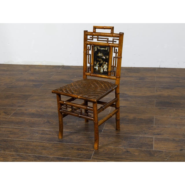 Small Signed Perret et Vibert Late 19th Century Chinoiserie Bamboo Chair For Sale - Image 11 of 12