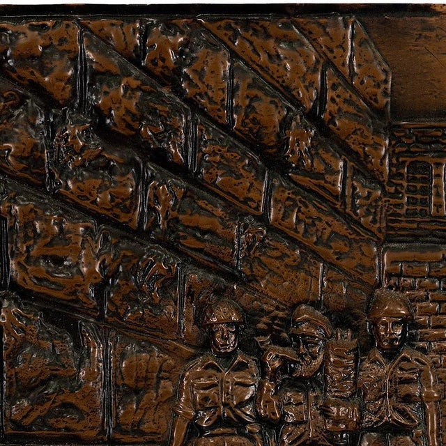 Rabbi Goren Shofar at Western Wall Jerusalem Copper Embossed Israeli Sculpture, 1967 For Sale - Image 4 of 4