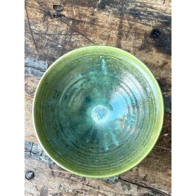 Vintage Studio Pottery Green Bowl For Sale - Image 10 of 15