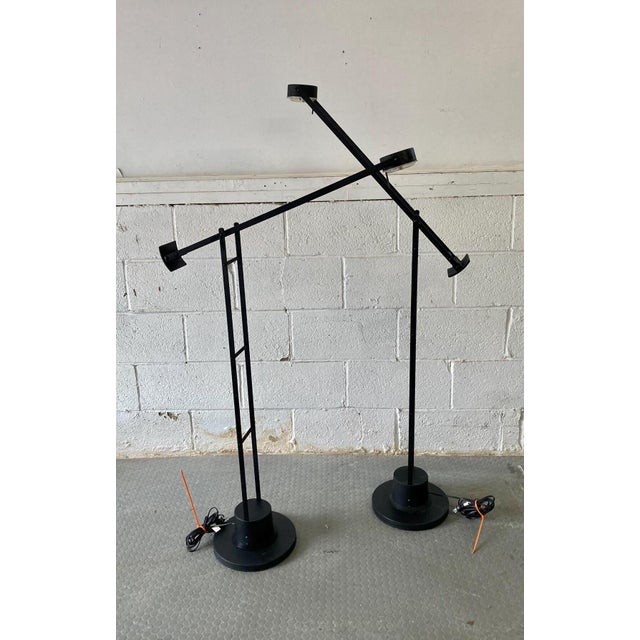 1960s Pair of Mid Century Modern Tizio Style Black Italian Floor Lamps For Sale - Image 5 of 10