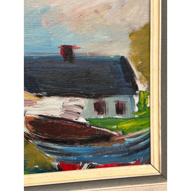 Louis Zelig, Boats in Fishing Village, 1950s, Oil on Panel, Framed For Sale - Image 6 of 18