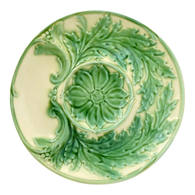 French Gien Majolica Artichoke Plate For Sale