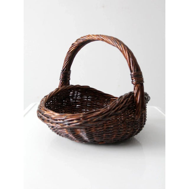 Cabin Vintage Wicker Gathering Basket For Sale - Image 3 of 13
