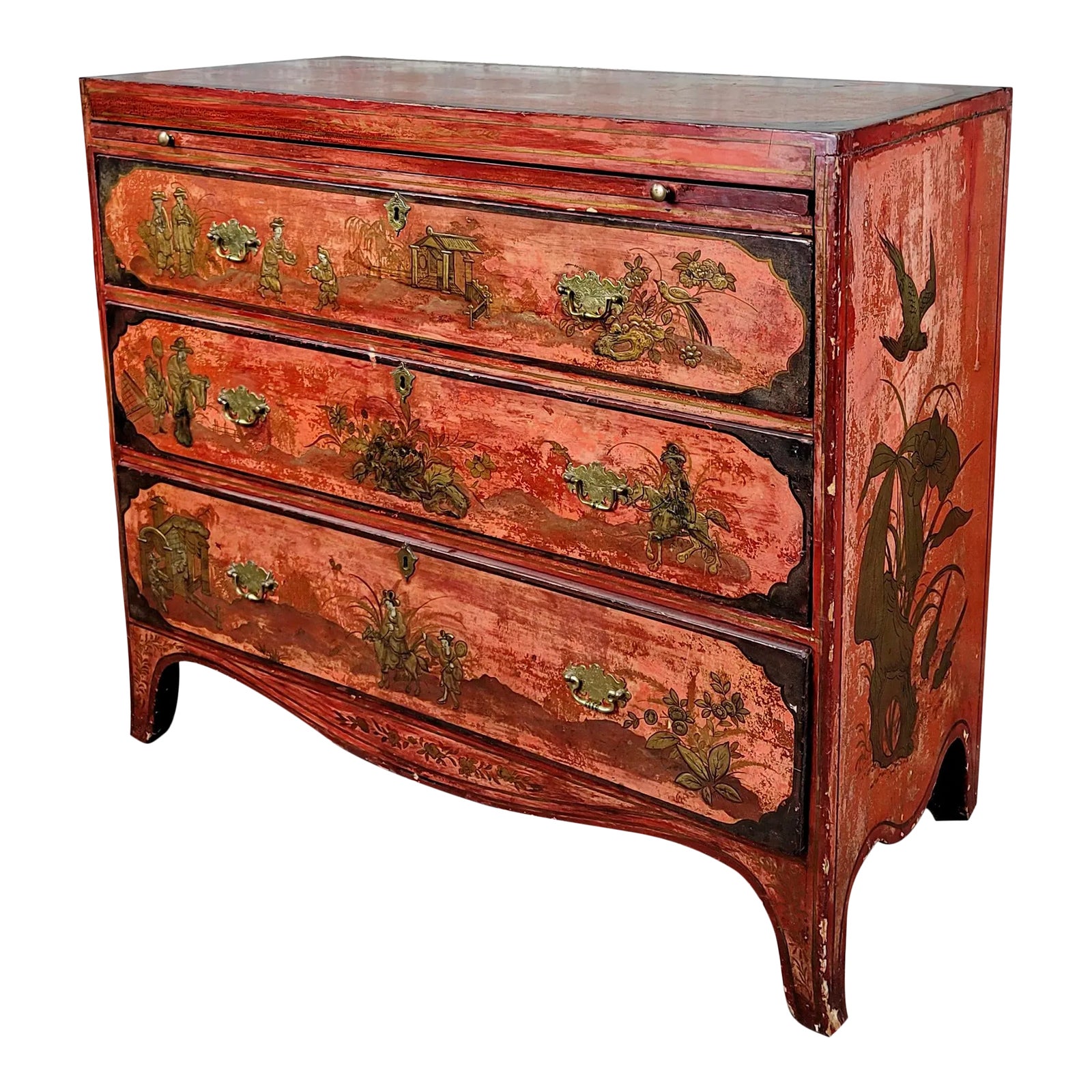 Early 18th Century Red Chinoiserie Lacquer Commode | Chairish