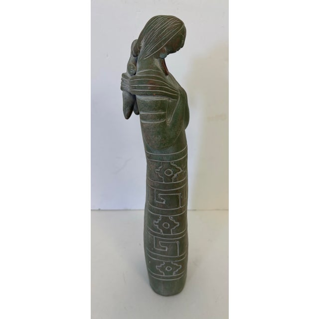 Mesoamerican Clay Sculpture Folk Art Tribal Mother With Baby on Back For Sale In Indianapolis - Image 6 of 6