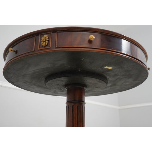 Maitland Smith Round Mahogany Leather Top Drum Table For Sale - Image 16 of 18