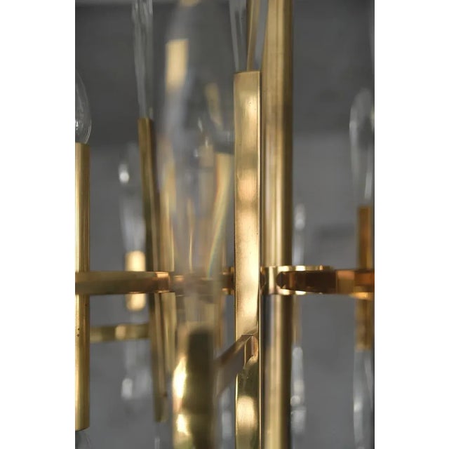 1970s Italian Brass & Glass Icicles Chandelier by Gaetano Sciolari, 1970s For Sale - Image 5 of 18