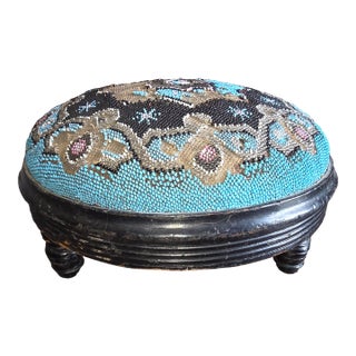 Victorian Beadwork Footstool For Sale