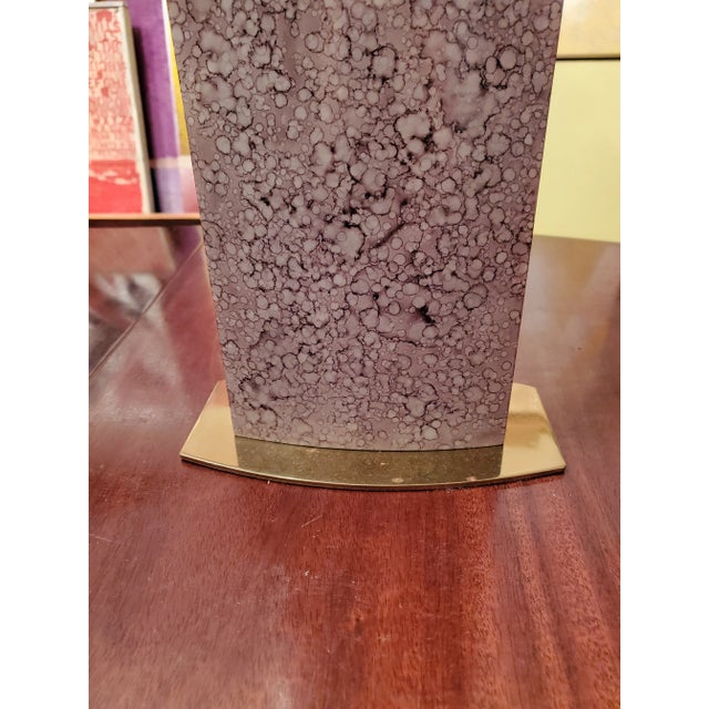 Mid-Century Modern Mid Century Modern Vintage Karl Springer Style Faux Parchment Lamp For Sale - Image 3 of 7