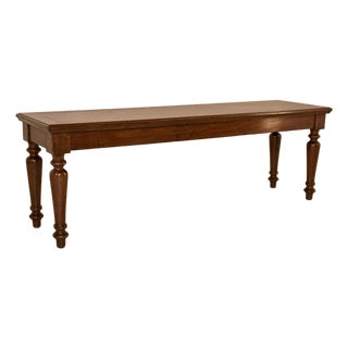 19th Century English Oak Bench With Turned Legs For Sale