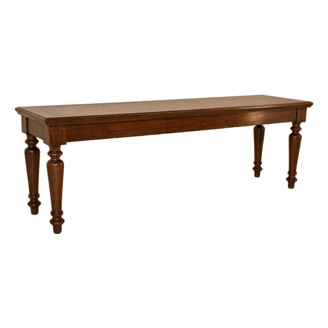 19th Century English Oak Bench With Turned Legs For Sale