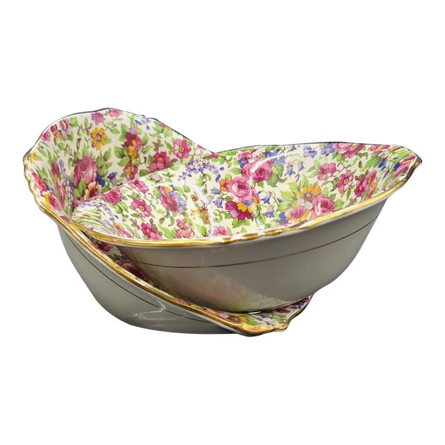 1951 Vintage Royal Winton Grimwades, England Ascot"Summertime"Chintz Bowls"A"Backstamp - a Pair For Sale