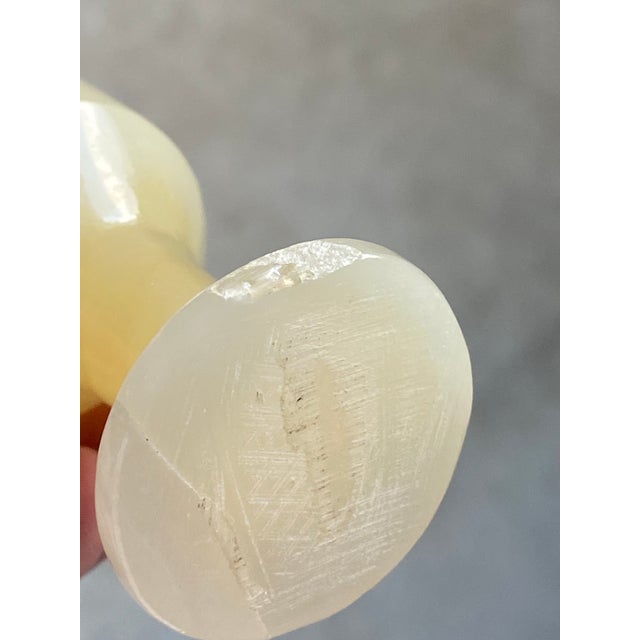 Cream 1960s Carved Onyx Stemware + Tray, Set of 7 Pieces For Sale - Image 8 of 17