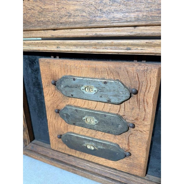 Antique Billiard Cue Stand with Scoring Board and Mirror For Sale - Image 4 of 7