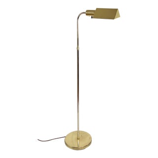 Adjustable Mid Century Brass Floor Lamp For Sale