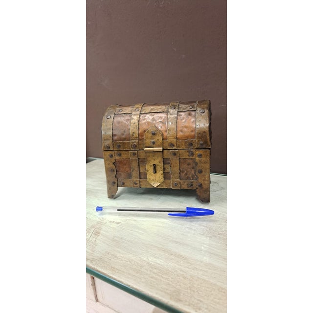 Brass and Copper Jewelry Box, 1950s For Sale - Image 9 of 9