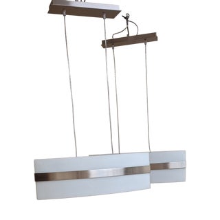 Vintage Ceiling Lamps with Stainless Steel Frames and Arched Glass Shades from Massive, 1990s, Set of 2 For Sale