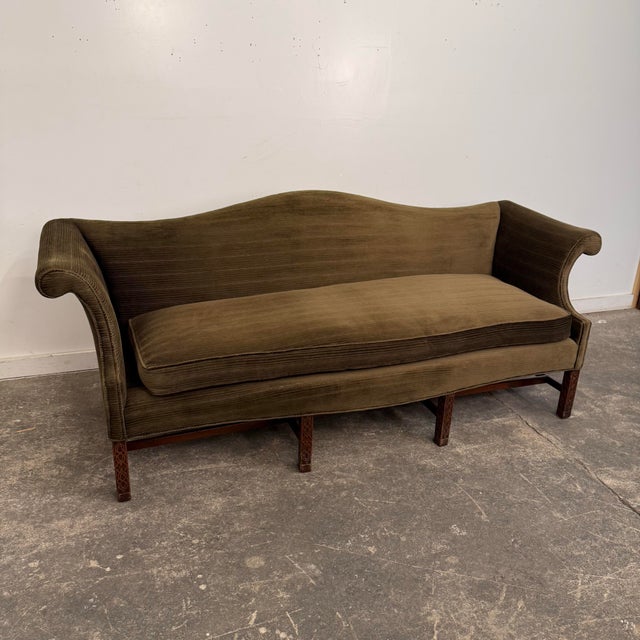 Early 20th Century Antique English Chippendale Style Camelback Sofa For Sale - Image 5 of 10
