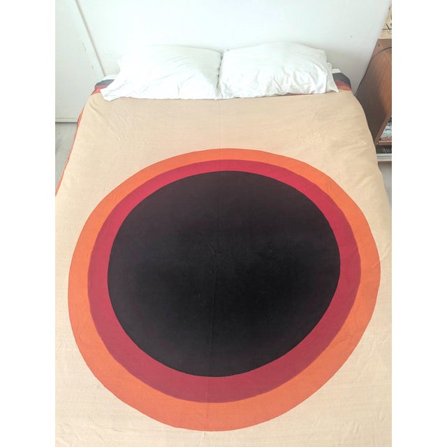 Textile Mid 20th Century Signed Riten Mozumdar Cotton Bed Cover With Fringe For Sale - Image 7 of 10