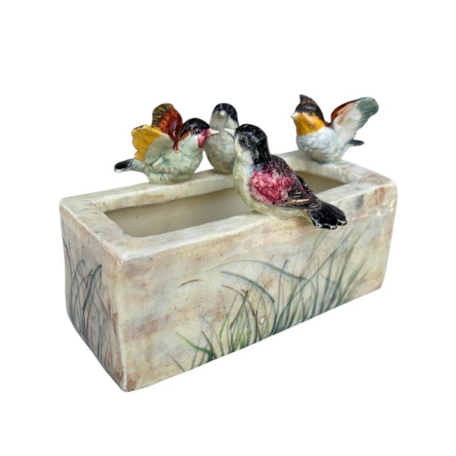 19th Century Majolica Birds Jardinière Delphin Massier For Sale In Austin - Image 6 of 7