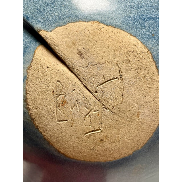 Blue 1990s California Studio Art Pottery Blue & Brown Center Piece Platter/Bowl Signed For Sale - Image 8 of 8