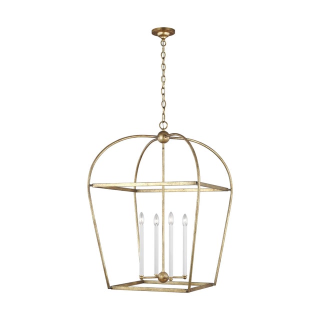 2020s Chapman & Myers by Visual Comfort Studio Stonington Large Lantern, Gold For Sale - Image 5 of 5