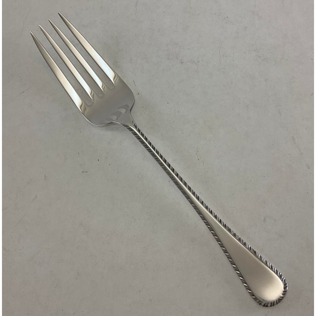 Silver New 1980s Complete Cutlery Set for 12, Including Fish Eaters & Serving Pieces, Feather Edge - 134 PCS For Sale - Image 8 of 18