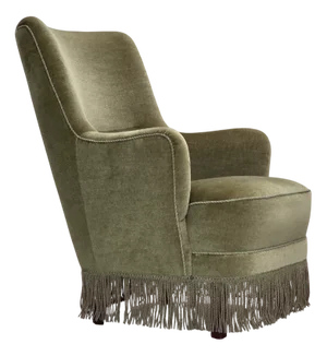 Danish Highback Armchair in Green Furniture Velour, 1970s