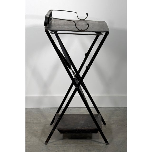 Antique c.1920's French Folding Steel Tray Table With Scrollwork For Sale In Providence - Image 6 of 11