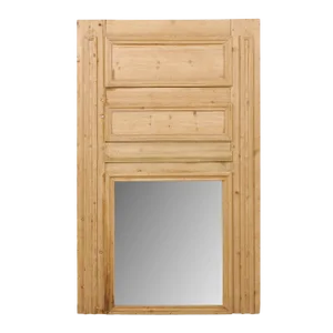 French 19th Century Pine Wood Trumeau Pier Mirror With Nice Visible Wood Grai