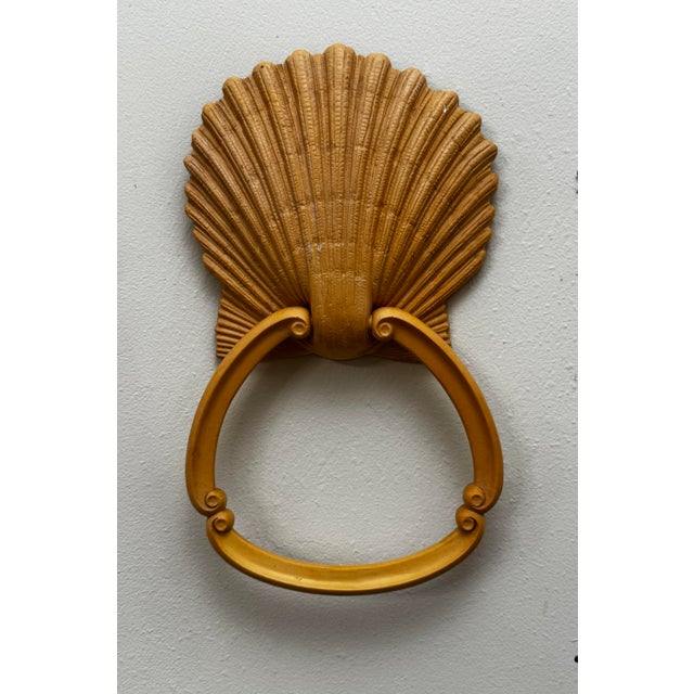 1970s Vintage Coastal Hollywood Regency Scallop Shell Towel Rings Hardware, a Pair For Sale - Image 5 of 9