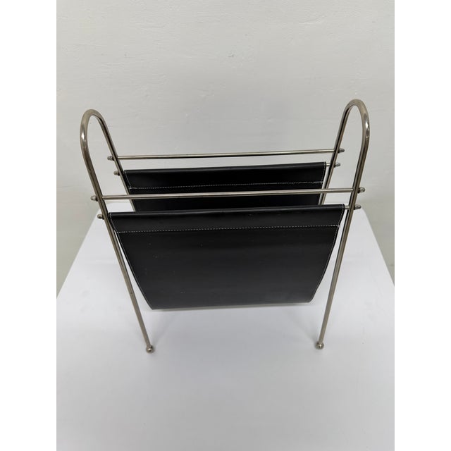 Mid-Century Leather and Steel Magazine Rack, 1970s For Sale - Image 13 of 13