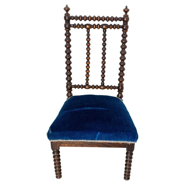 Napoleon III Chair with Turned Beech & Velvet for Child, 1880s For Sale - Image 12 of 12