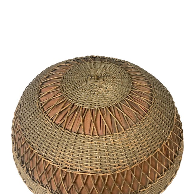 Wood 1920s Wicker Vase Floor Lamp For Sale - Image 7 of 8
