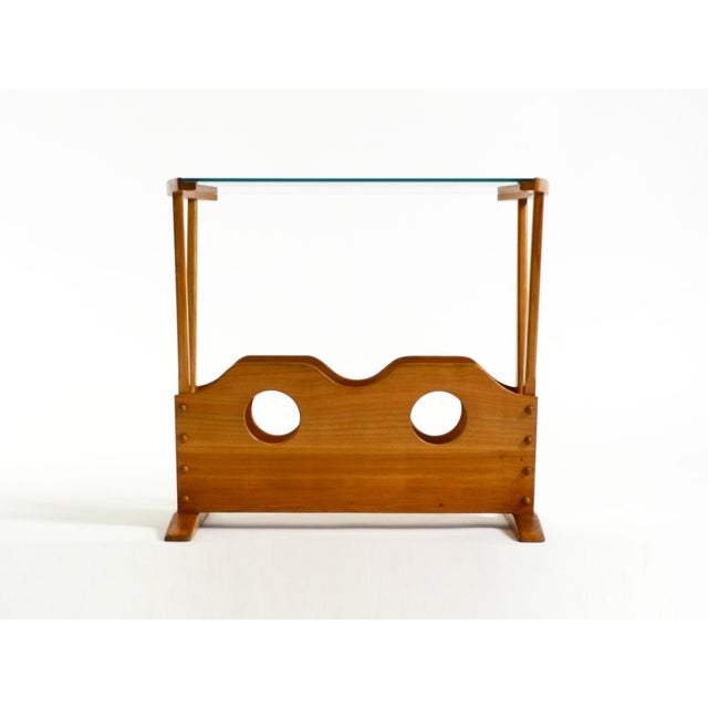 Mid-Century Modern Side Table with Magazine Rack in Ash Wood and Glass, 1950s For Sale - Image 10 of 18