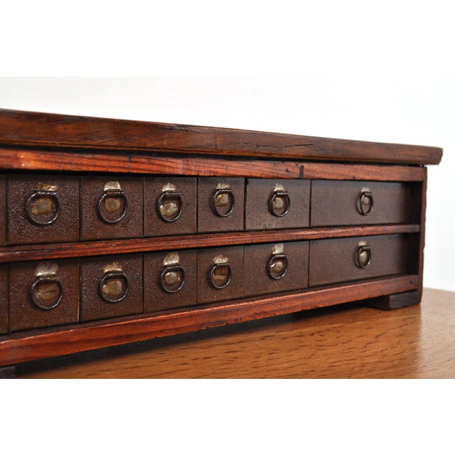 Vintage Haberdashery Tabletop Chest of Drawers in Oak and Pine, 1920s For Sale - Image 9 of 12