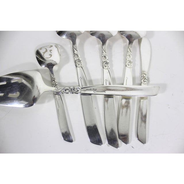 Metal 1955 Hostess Set South Seas Community Silverplate Serving Spoons Pieces, Hosting Utensils, Large Spoon Fork - 6 Piece For Sale - Image 7 of 9