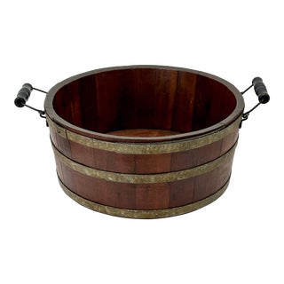 Beautifully Hand Made Antique American Country Primative Oak Utility - Serving Bucket With Side Carry Handles For Sale