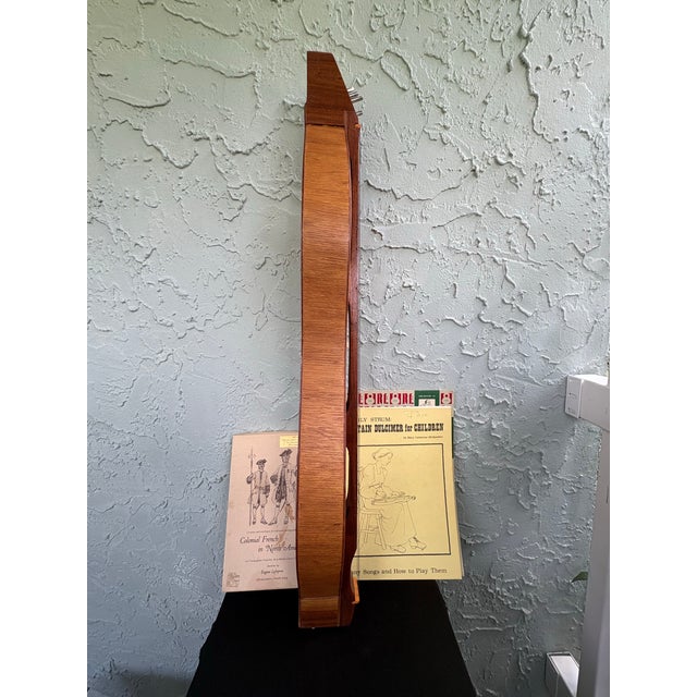 Wood Vintage Handmade Hourglass Mountain Dulcimer With Heart Cutouts & Music Books For Sale - Image 7 of 12